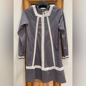 Hanna Andersson dark grey white lace jersey dress 150 size 12